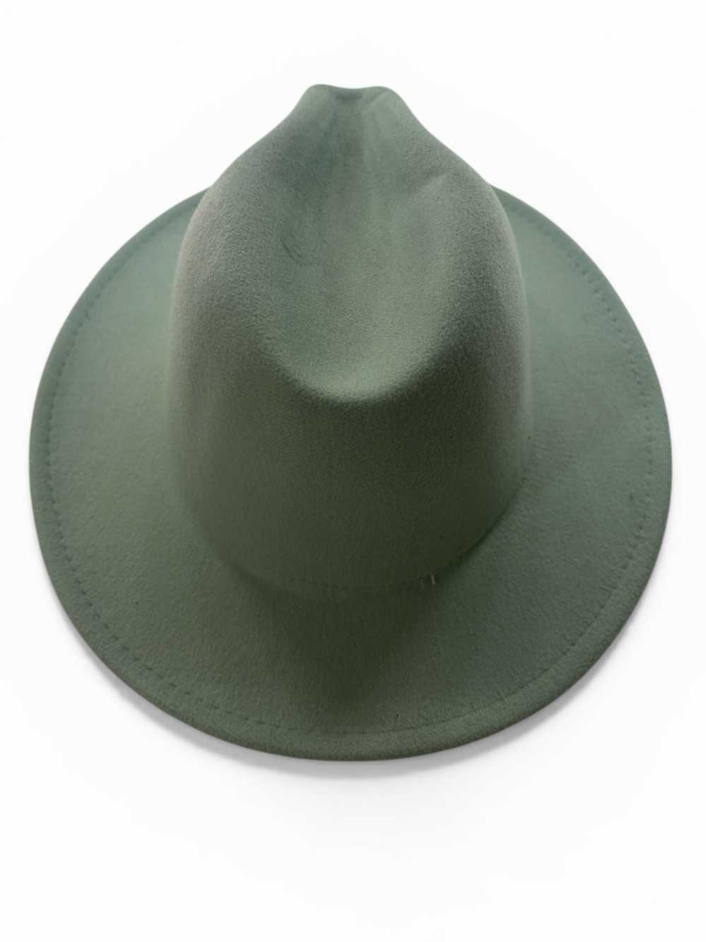 Mint Green Wide-Brimmed Felt Fedora, Mountain Hat, Stage Felt Top Hat,Panama - Picture 3 of 7